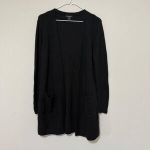 Halogen Black Open Front Cardigan Cashmere Blend Size S